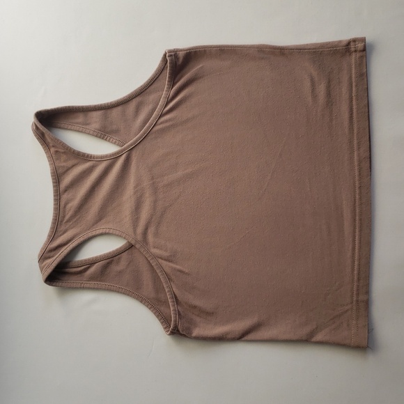 Taupe Racerback Crop Tank - Picture 2 of 2